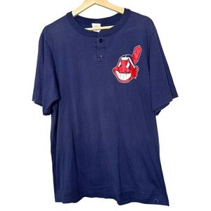 Vintage Majestic 80s Cleveland Indians MLB Genuine Merchandise Navy XL T-Shirt